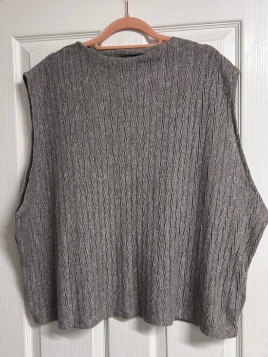 Tops - Grey Textured Crinkle Sleeveless Tank Vest Tu Woman XXL